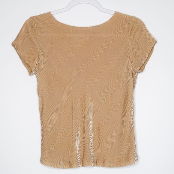 Vintage Talbots Burnout‎ Velvet Top Size 4 Silk Blend Beige - Picture 1 of 7